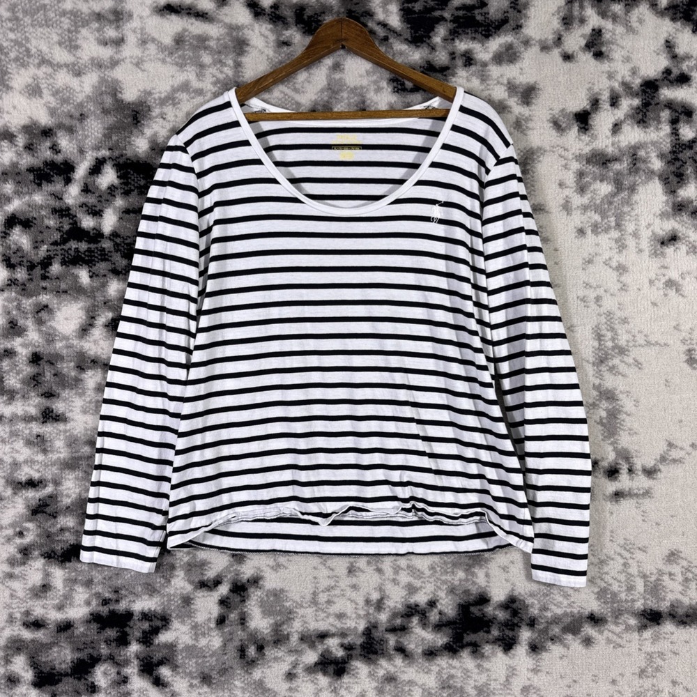 Polo Ralph Lauren Shirt Womens Size Extra Large Black‎ White Striped Scoop Neck